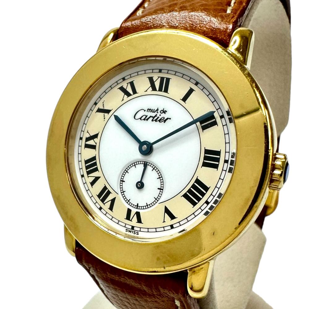 【買い店舗】CARTIER カルティエ マストロンド ヴェルメイユ SV925×革ベルト クオーツ メンズ 86728 腕時計 その他