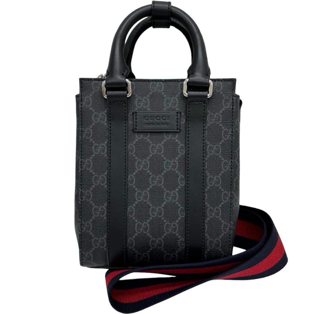 【GUCCI/グッチ】 GGスプリーム ミニトートバッグ 696010 ショルダーバッグ PVC/レザー ブラック レディース【中古】【真子質店】【BL】【IIMoMo】 GUCCI/グッチ】 GGスプリーム ミニトートバッグ 696010 ショルダー