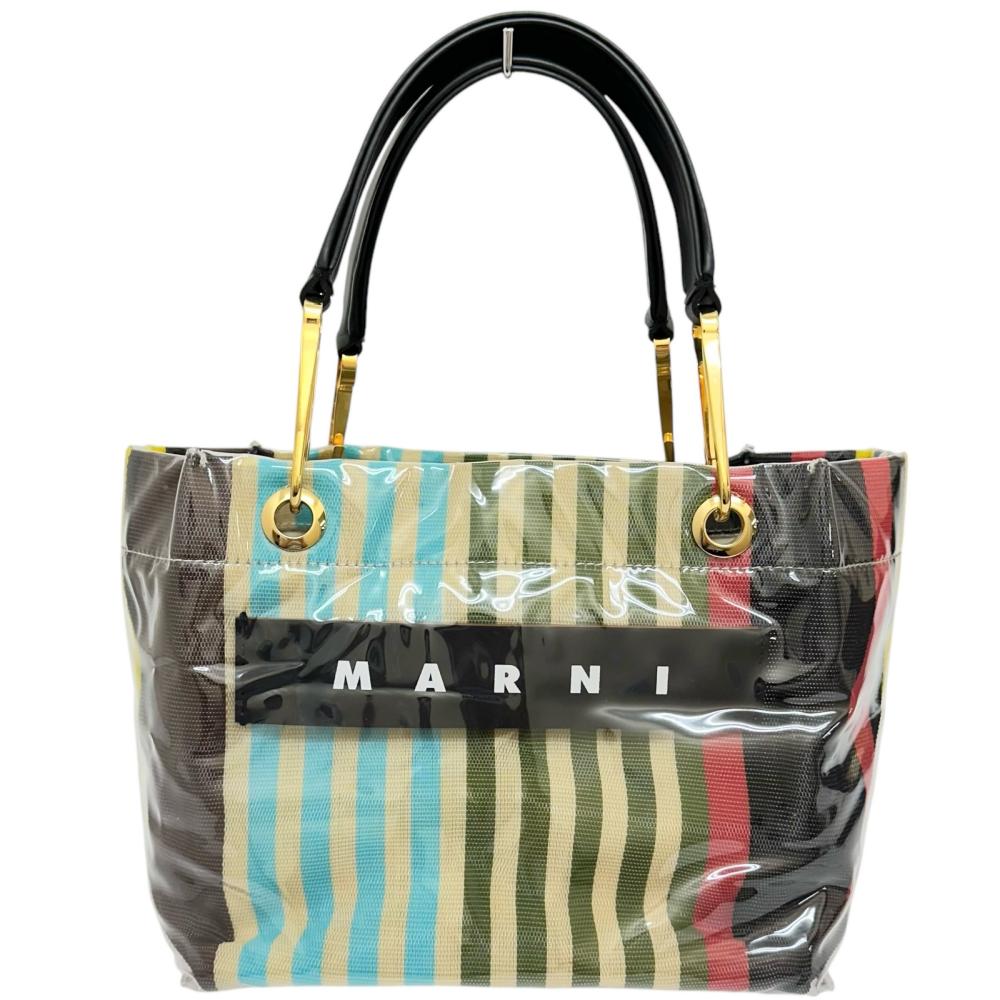 【MARNI/マルニ】 グロッシー クリップバッグ ハンドバッグ ビニール/キャンバス マルチカラー レディース【中古】【真子質店】【BL】,  【IMax】