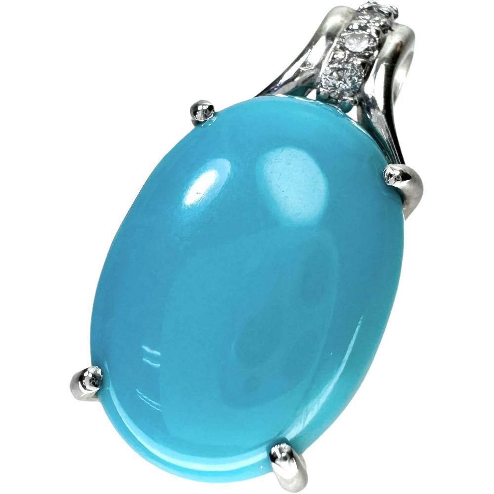 トルコ石／ターコイズ 9.70ct ダイヤモンド計 0.10ct ペンダントトップ