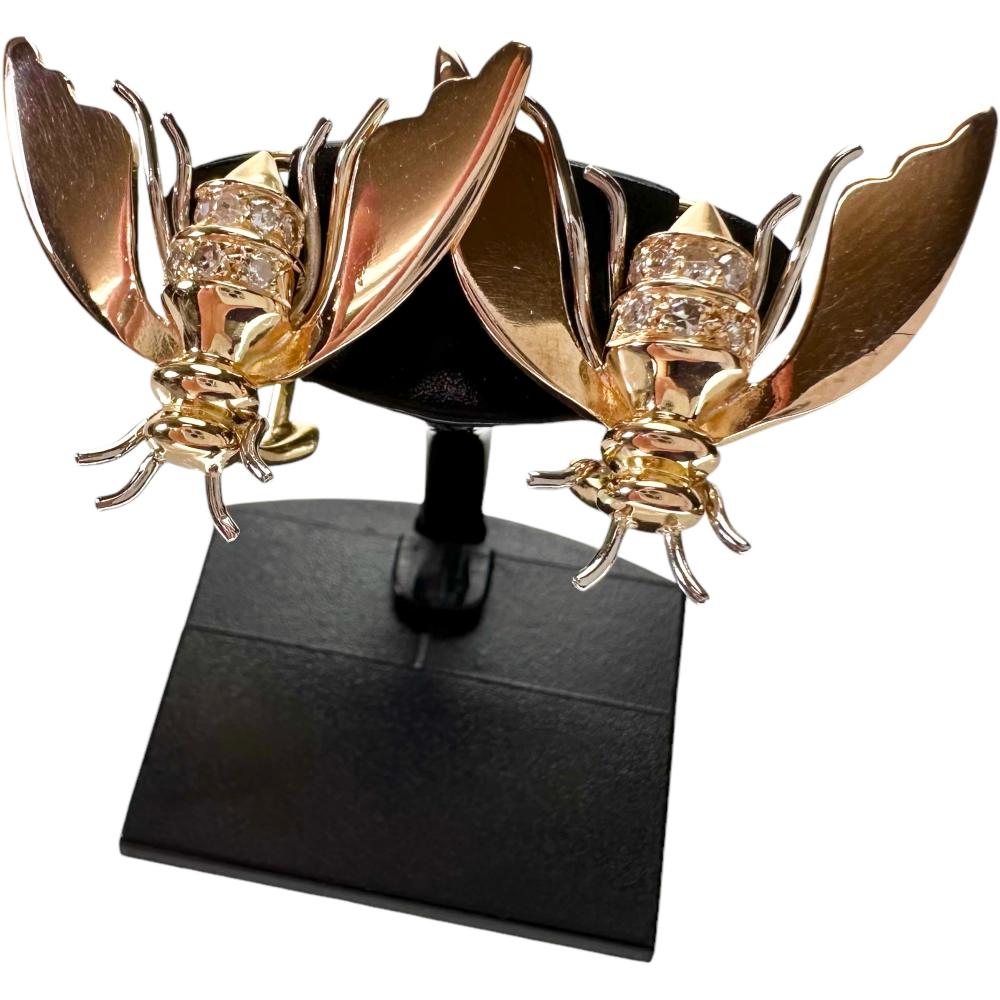 蜂モチーフ ダイヤモンド ピアス K18ゴールド 18金/K18PGピンク