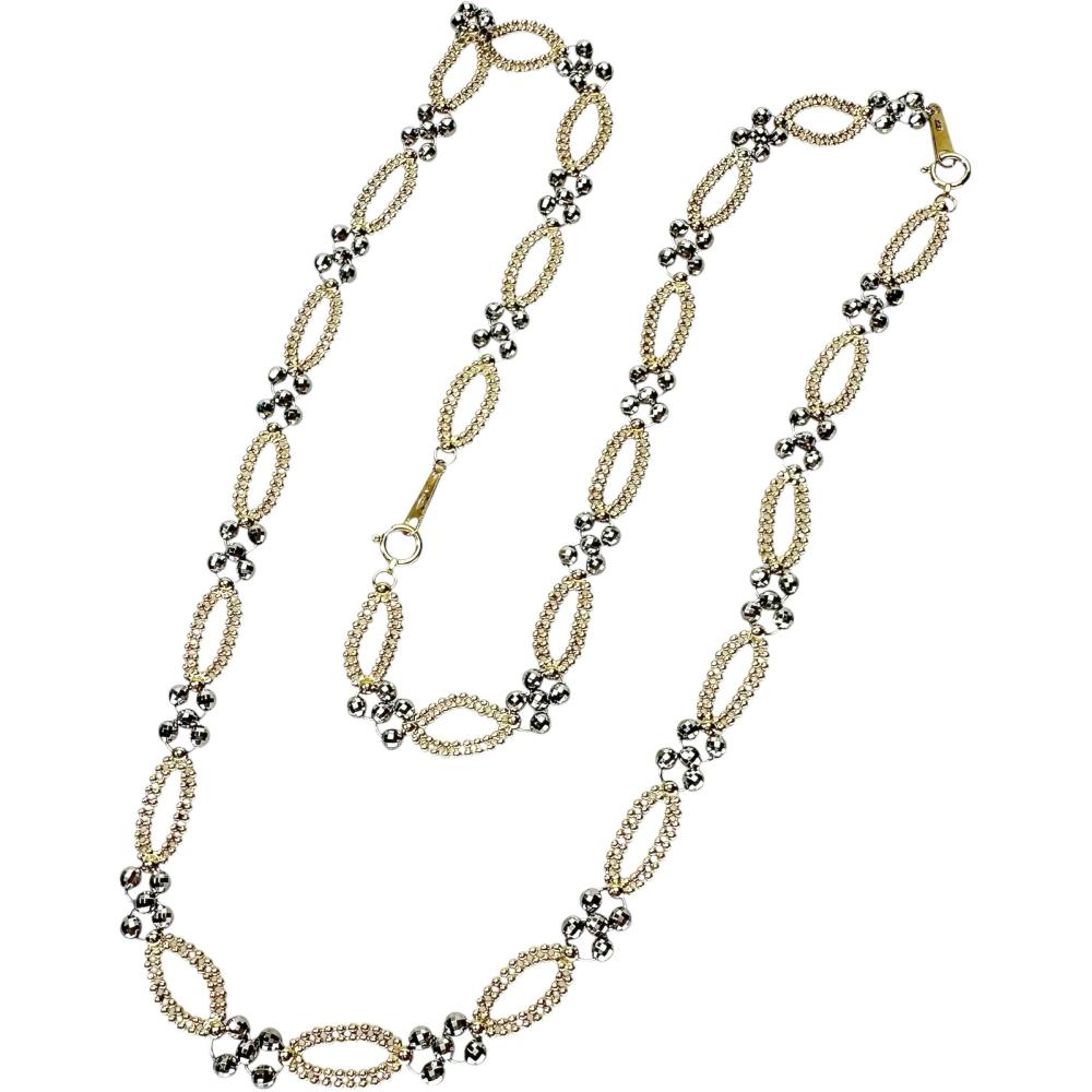 K18YG/PT850シャイニーケーブルフィニッシュピンネックレス2点セット デザイン ネックレス K18ゴールド 18金/Pt850プラチナ 21.1g 62cm