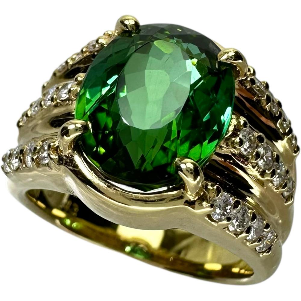 11.5号 グリーントルマリン 4.95ct ダイヤモンド 0.43ct リング