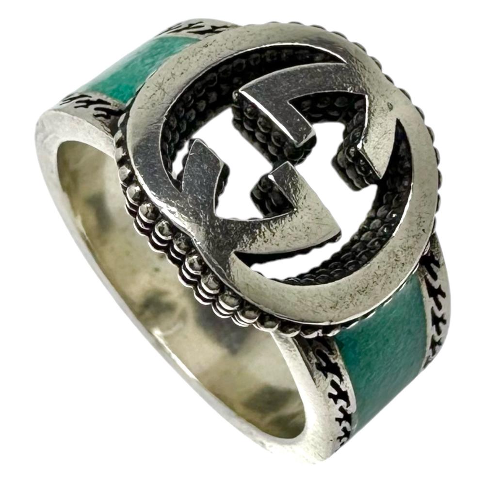 15号【GUCCI/グッチ】 インターロッキングG ターコイズ リング