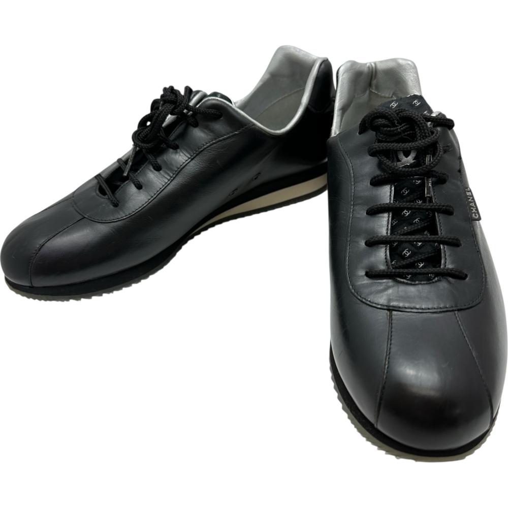 シャネル　CHANEL 紐靴　シューズ　37.5(24.5) 黒 CHANEL/シャネル】 スポーツライン ブラック 紐靴 スニーカー