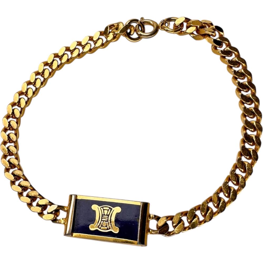 セリーヌ　トリオンフモチーフ　ブレスレット　付属品なし CELINE/セリーヌ】 トリオンフ プレート 喜平 ブレスレット GP 14.6g