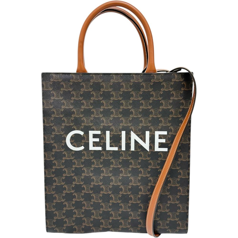 【超美品先着】セリーヌミディアムバーディカルカバトリオンフキャンパスCELINE CELINE/セリーヌ】 バーティカルカバ ミディアム 2WAYショルダー