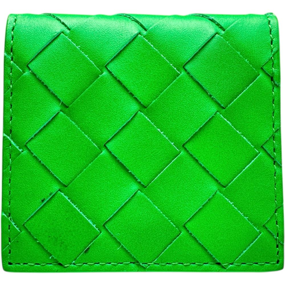 ボッテガヴェネタ　小銭入れ　イントレチャート　グリーン　美品 BOTTEGA VENETA ボッテガ・ヴェネタ コインケース カセット