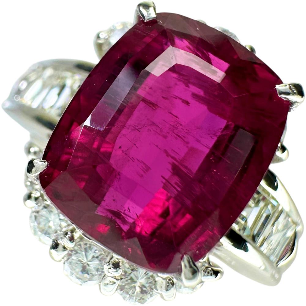 レッドトルマリン（ルベライト）リング ルベライト（レッドトルマリン） 5.45ct ダイヤモンド プラチナ