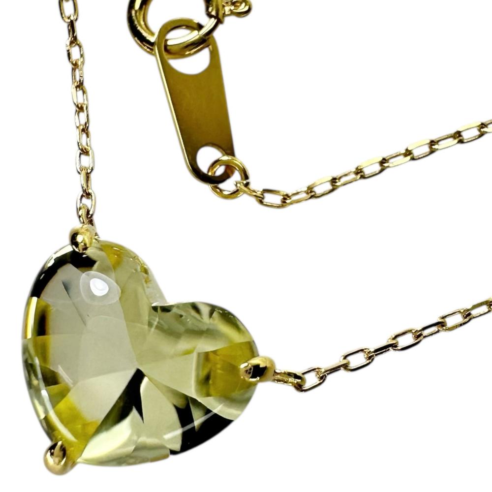ハートモチーフ クォーツ 3.54ct ネックレス K18ゴールド 18金 3.1g