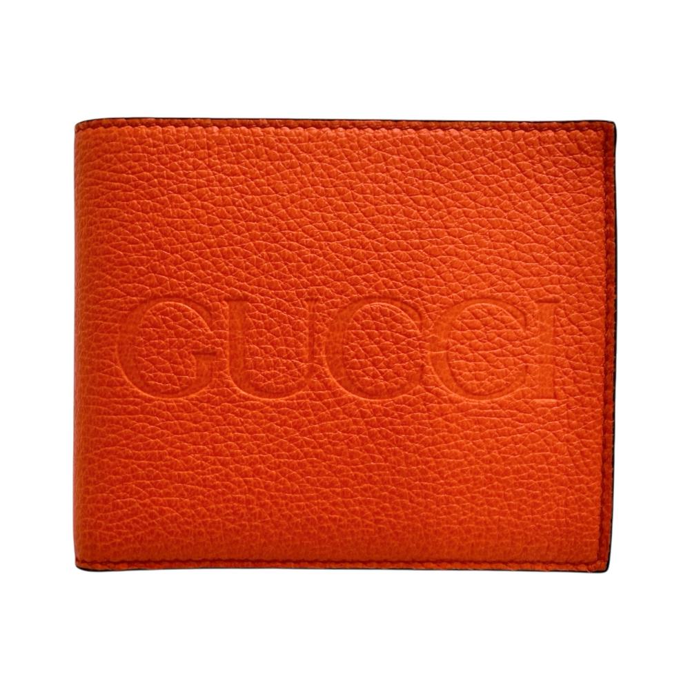 GUCCI/グッチ】 653681 ロゴ 二つ折り財布 レザー オレンジ メンズ