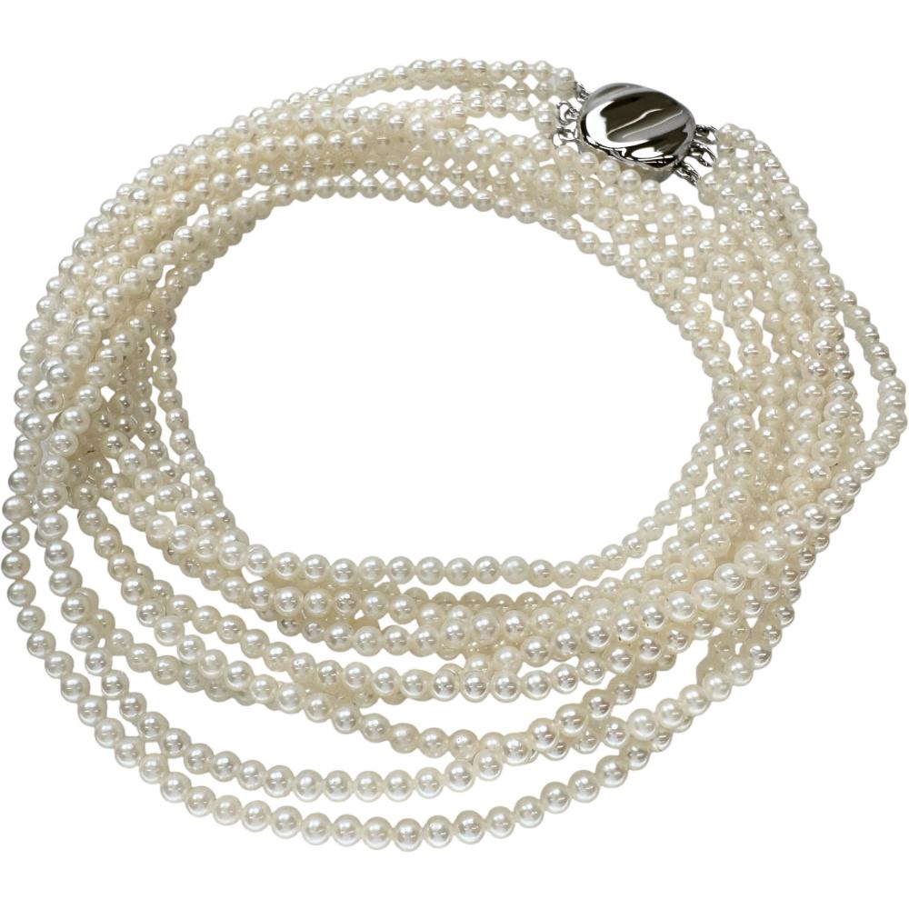 5連 アコヤベビーパール(真珠)2.5-3.0mm ネックレス シルバー 30.9g