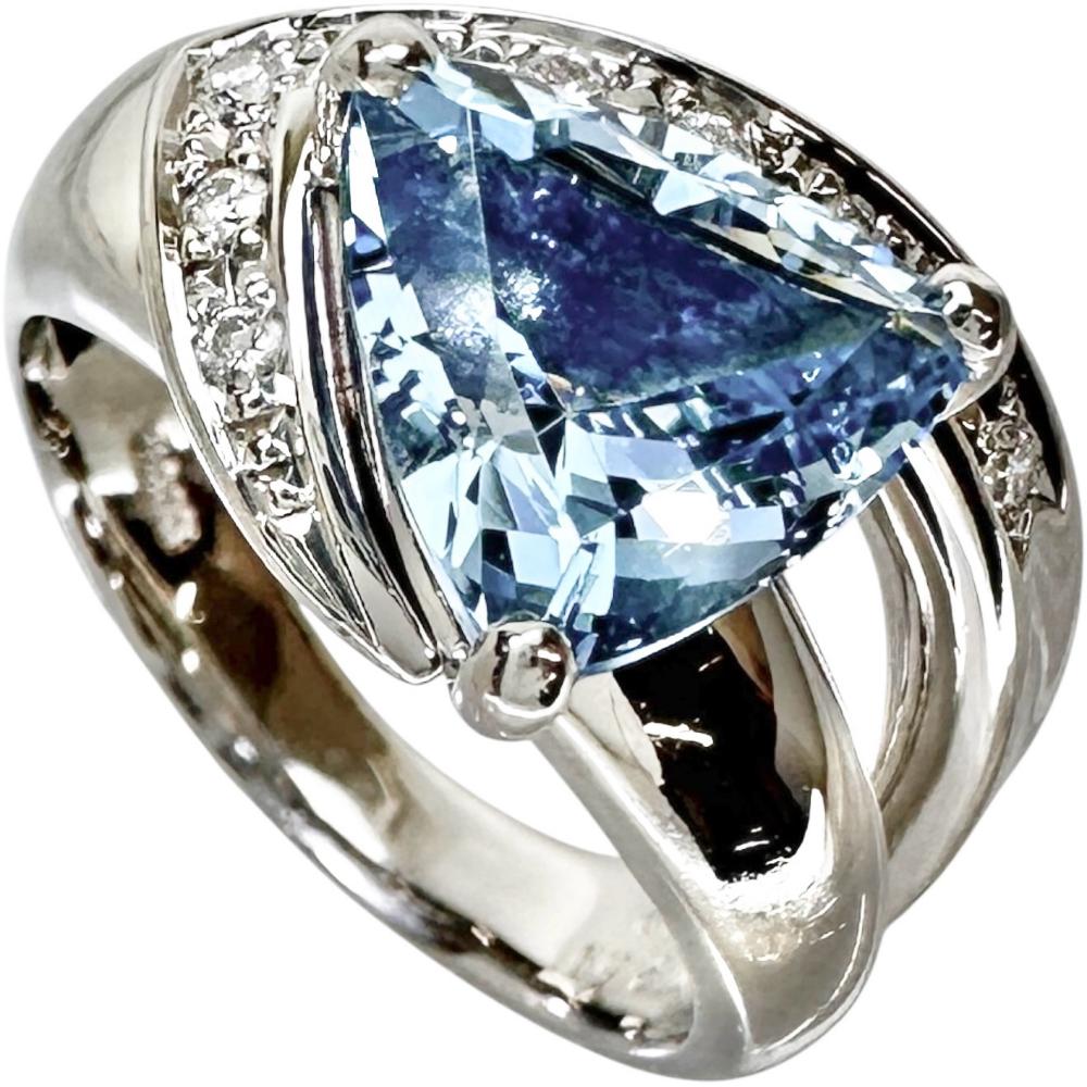 11.5号 アクアマリン(サンタマリアカラー) 2.59ct ダイヤモンド 0.12ct