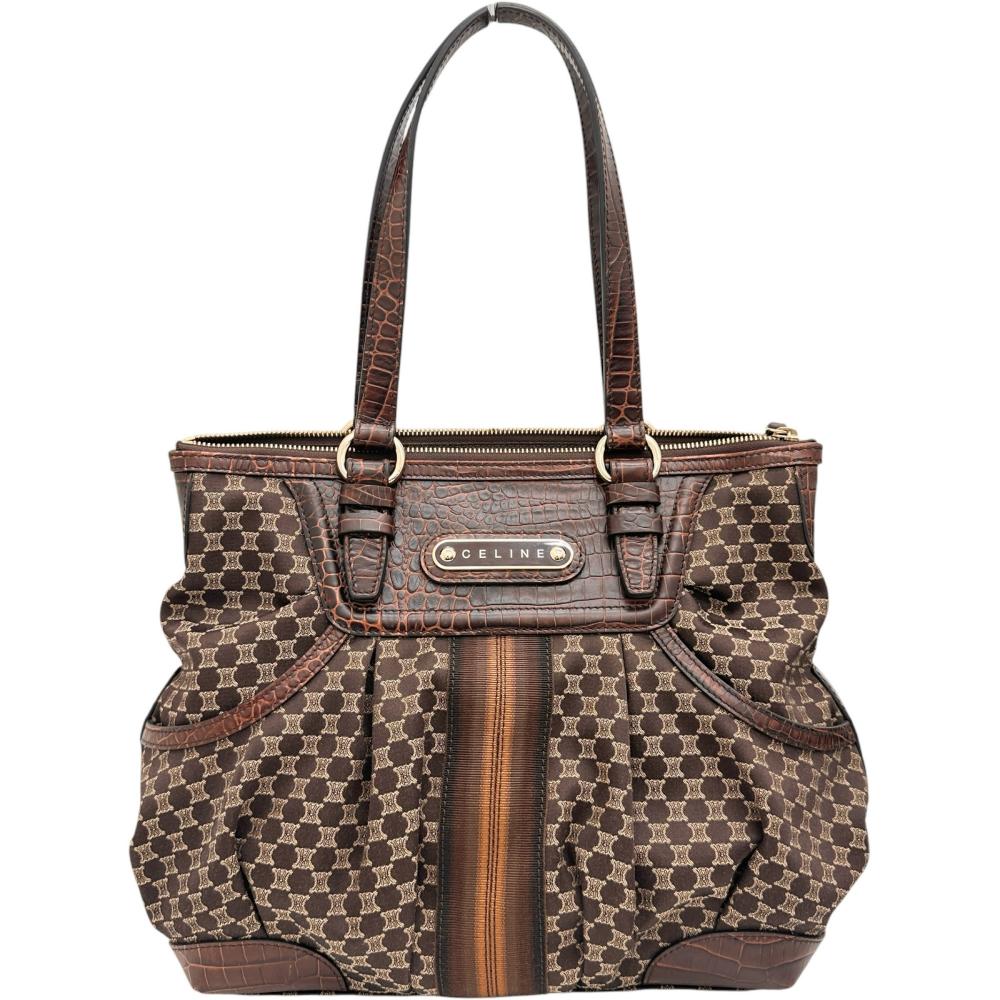 CELINE/セリーヌ】 マカダム柄 ハンドバッグ キャンバス/レザー