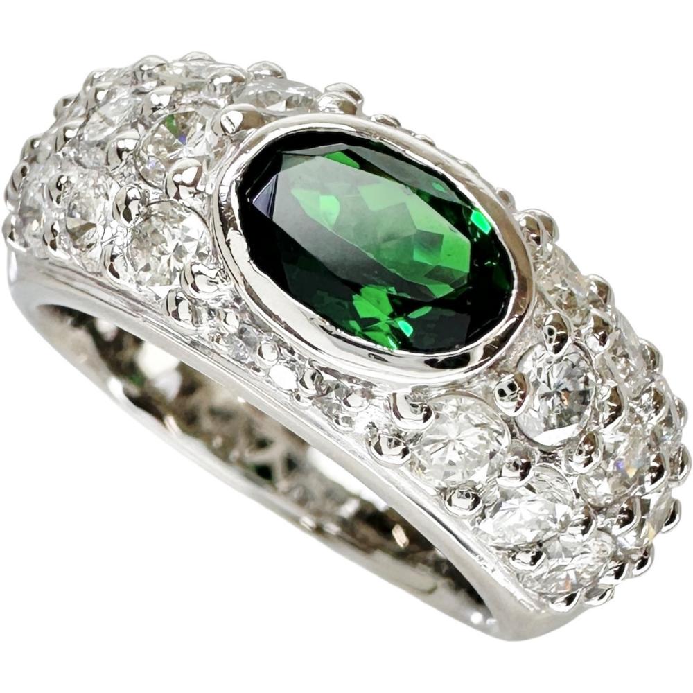 13号 グリーングロシュラーガーネット 1.18ct ダイヤモンド 1.75ct