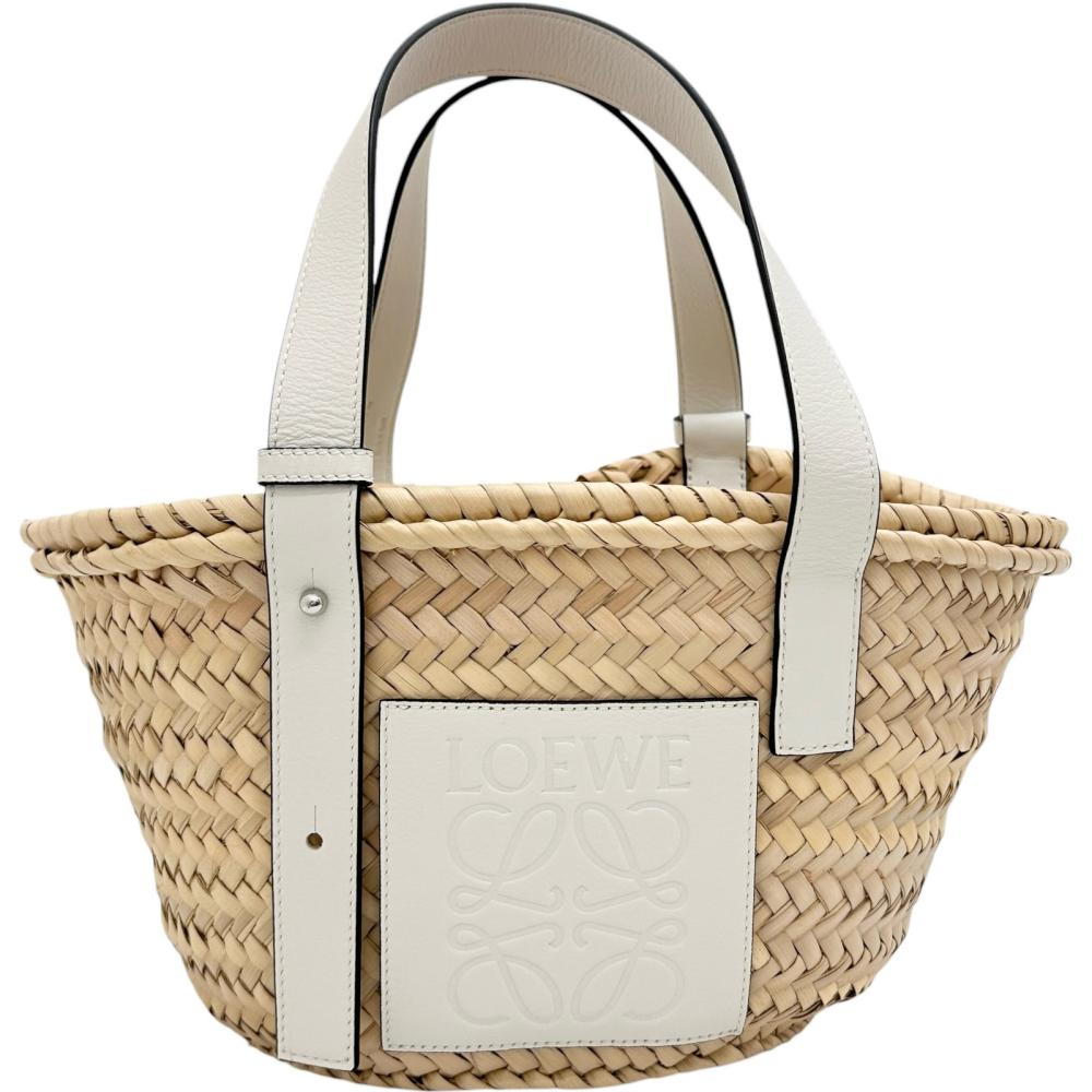 ロエベ アナグラム バスケットスモール カゴ ハンドバッグ ベージュ　ホワイト LOEWE/ロエベ】 バスケットバッグ かごバッグ ハンドバッグ ラフィア