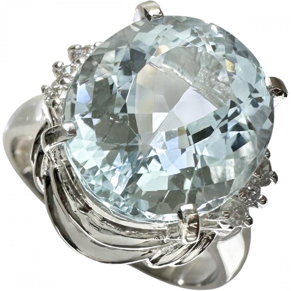 11.5号 アクアマリン 5.86ct ダイヤモンド 0.10ct リング・指輪 Pt900