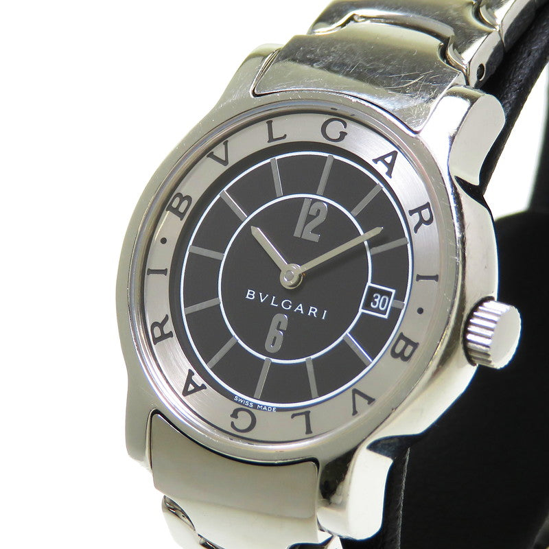 【BVLGARI/ブルガリ】 ソロテンポ ST29S 23年8月電池交換済み 腕時計 ステンレススチール クオーツ 黒 レディース