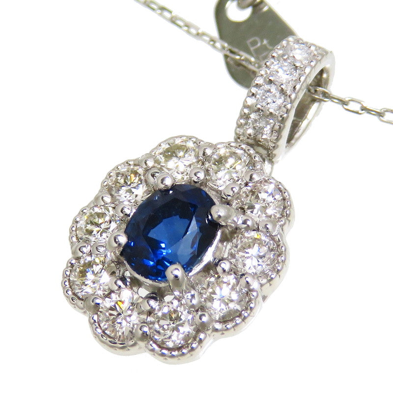 サファイア 0.43ct ダイヤモンド 計0.40ct ネックレス Pt950プラチナ 