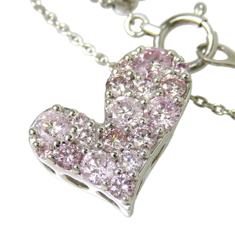 ハートモチーフ ピンクダイヤモンド 計1.00ct ネックレス K18WG 