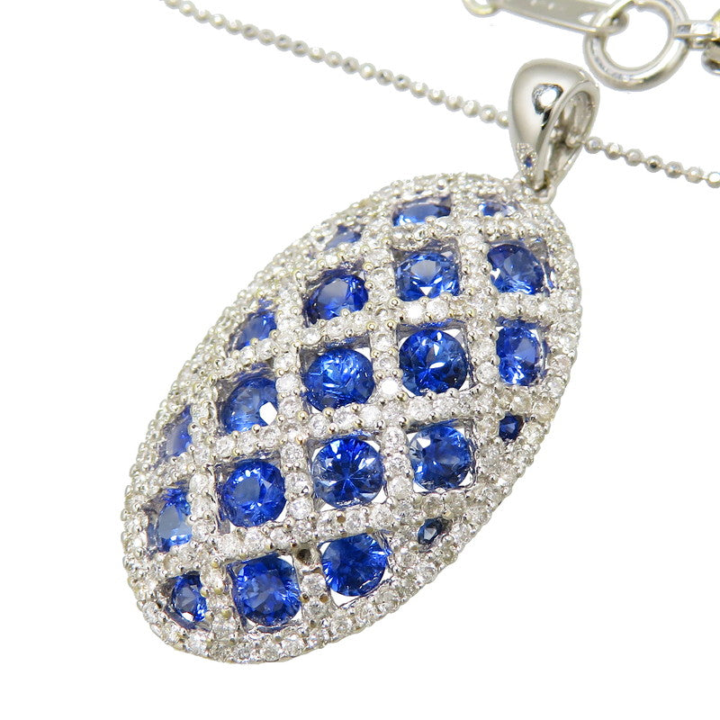 サファイア 計2.10ct ダイヤモンド 計0.75ct ネックレス K18WGホワイト 