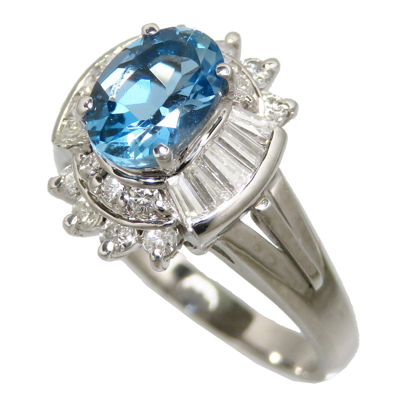 8.5号 サンタマリアカラー アクアマリン 0.72ct ダイヤモンド 計0.44ct 