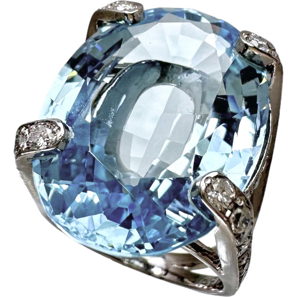 13号 ブルートパーズ 33.61ct ダイヤモンド 計0.95ct リング・指輪