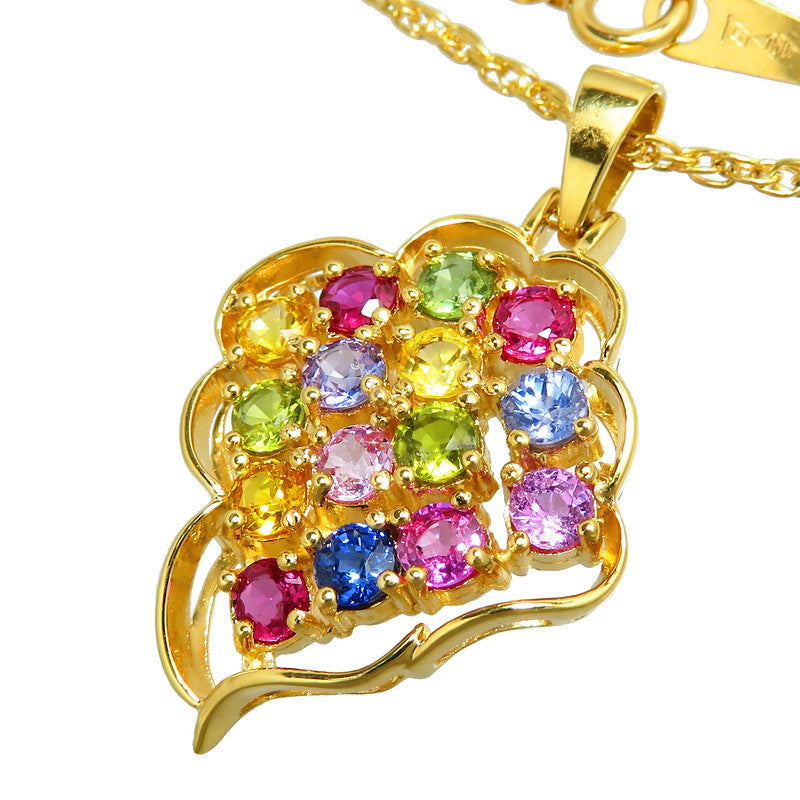 マルチサファイア 計2.00ct ネックレス K18ゴールド 18金 7.2g 46cm 