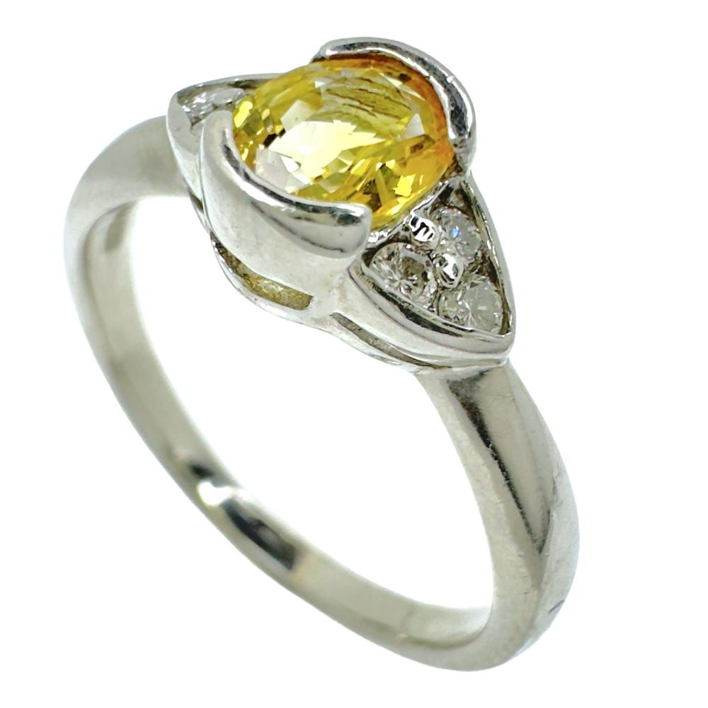 14.5号 イエローサファイア 0.80ct ダイヤモンド 計0.13ct リング 