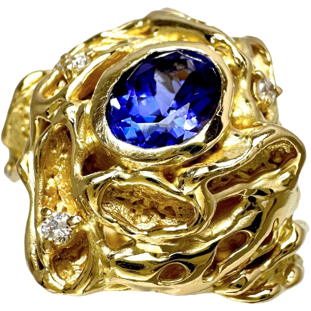 14号 タンザナイト 1.46ct ダイヤモンド 計0.06ct リング・指輪 K18 