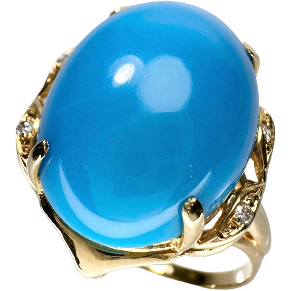 19号 トルコ石/ターコイズ ダイヤモンド 計0.03ct リング・指輪 K18