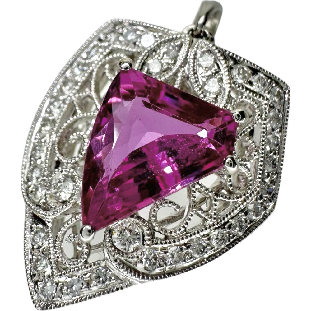 k14WG ピンクサファイア ダイヤモンド ペンダント ピンクサファイア 2.38ct ダイヤモンド 0.30ct ペンダントトップ K18WG