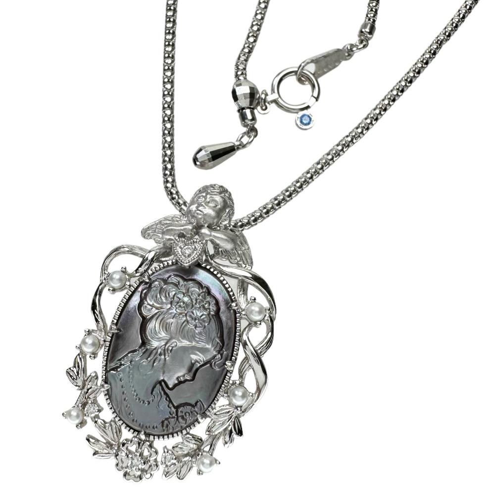 黒蝶貝/シェルカメオ ダイヤモンド 0.034ct シードパール
