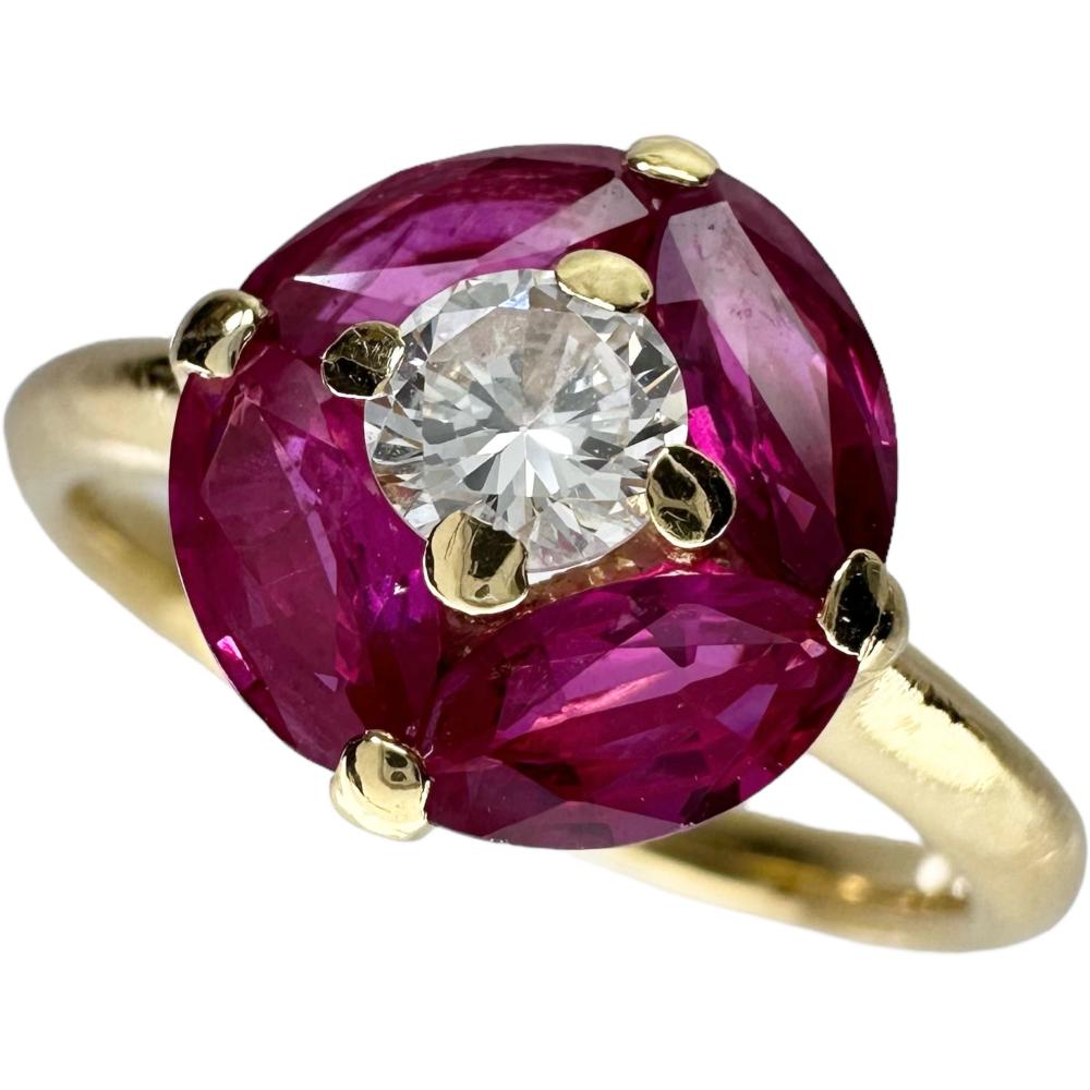 11.5号 ルビー 1.08ct ダイヤモンド 0.21ct リング・指輪 K18ゴールド 