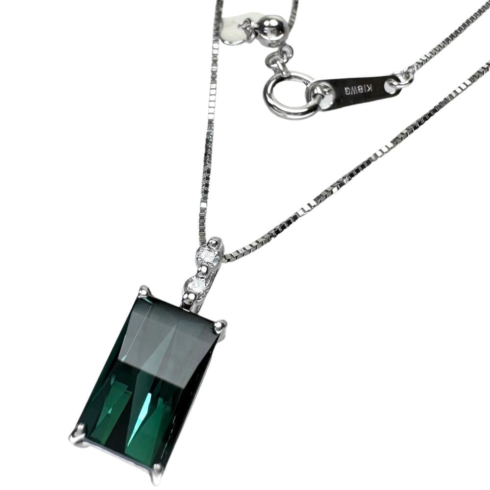 グリーントルマリン 2.46ct ダイヤモンド 計0.03ct ネックレス K18WG