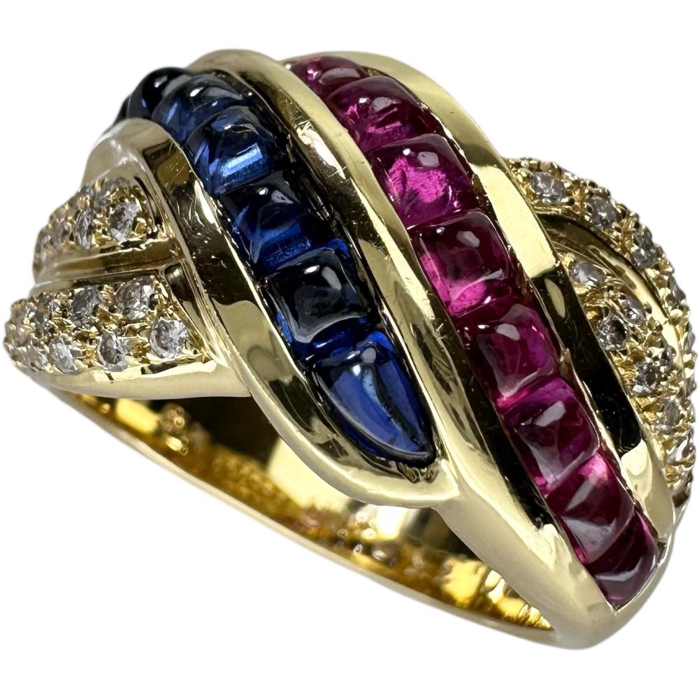 １３号　【極美品】　天然宝石　ルビー　サファイア　ダイヤモンド　18金 13号【極美品】天然宝石ルビーサファイアダイヤモンド18金