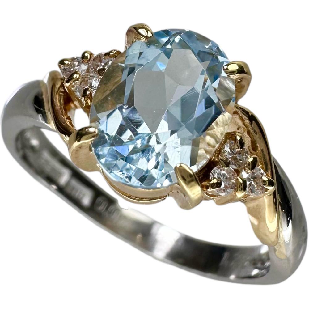 12号 アクアマリン 1.23ct ダイヤモンド 計0.08ct リング・指輪 Pt900