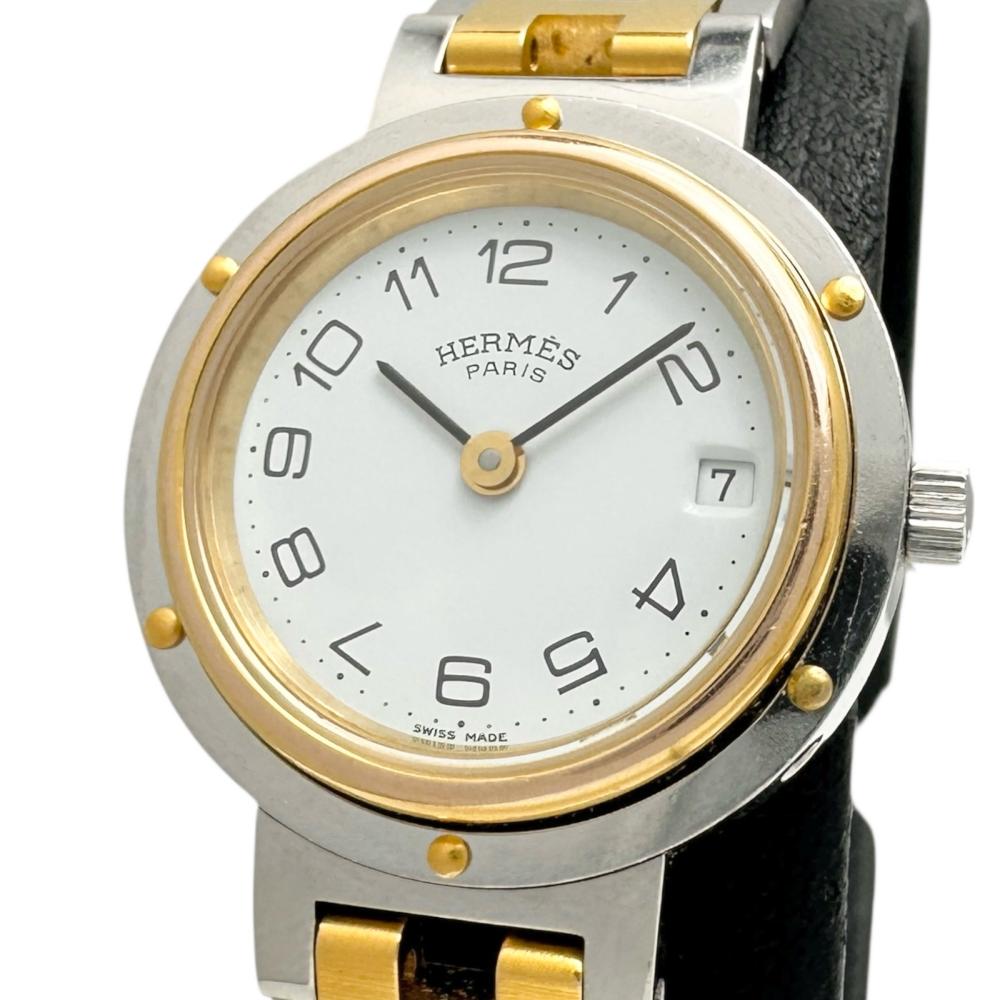 HERMES クリッパー アナログクォーツ腕時計 ゴールド・シルバー HERMES/エルメス】 クリッパー 腕時計 ステンレススチール/GP クオーツ