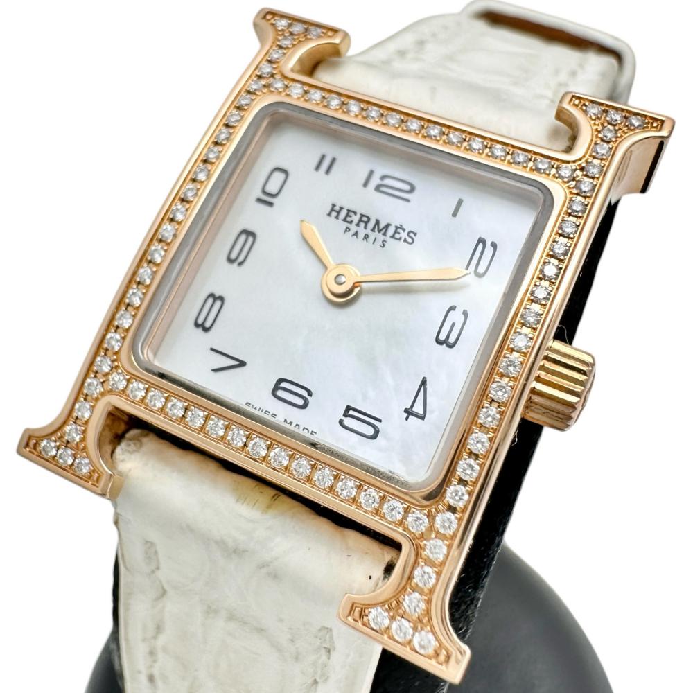HERMES/エルメス】 Hウォッチ ミニ HH1.173 腕時計 K18PGピンク