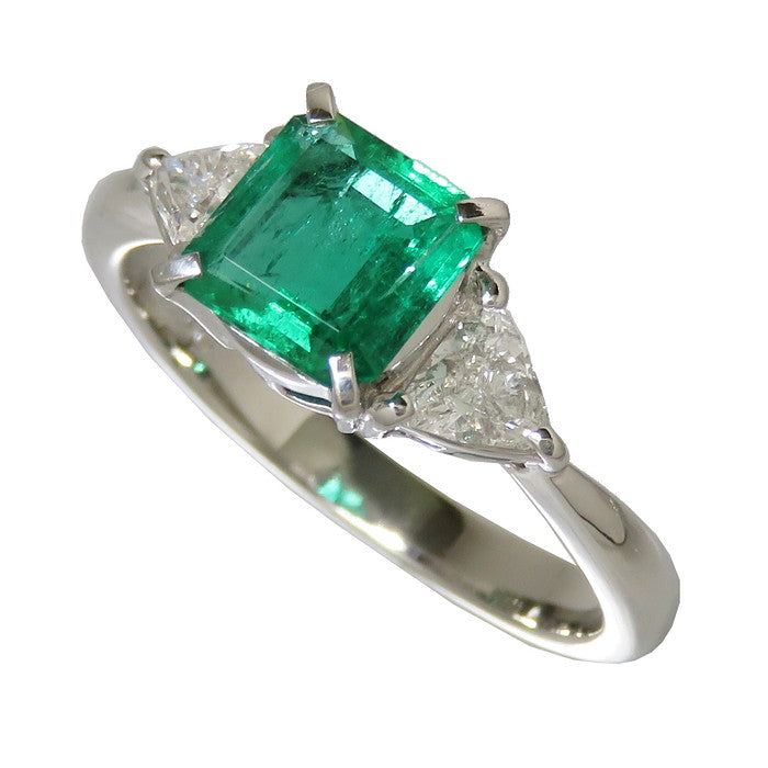 10.5号 エメラルド 0.88ct ダイヤモンド 計0.40ct リング・指輪 Pt900 