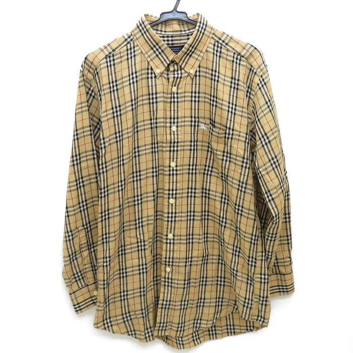 【BURBERRY/バーバリー】 ノバチェック 長袖シャツ コットン100％ ベージュ メンズ【中古】【真子質店】【GN】, 【SMa】