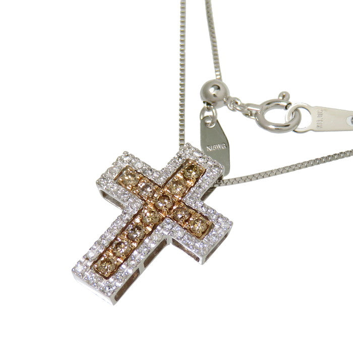 ネックレス 十字架 クロス K18イエローゴールド ダイヤモンド 0.50ct