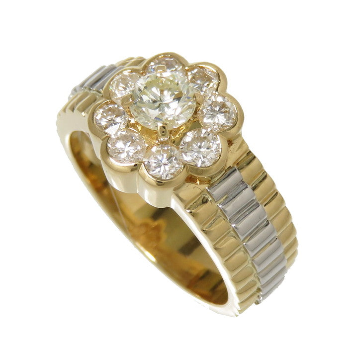 11号 ベルト風デザイン コンビ ダイヤモンド 計1.02ct リング・指輪 