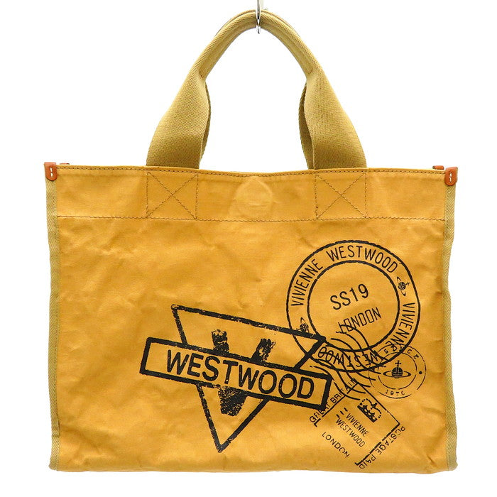 Vivienne Westwood/ヴィヴィアンウエストウッド】 スタンプ柄 シワ加工 トートバッグ コットン/レザー キャメル ユニセッ –  真子質店 PawnShopMAKO