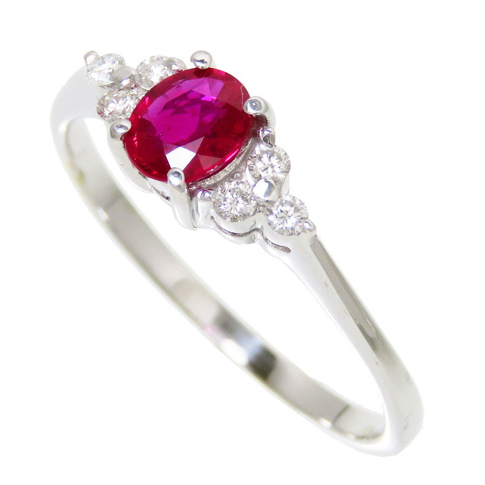 13号 ルビー ダイヤモンド 計0.18ct リング・指輪 K18WGホワイト 