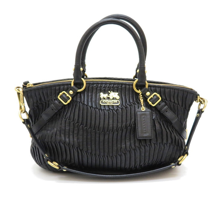 【COACH/コーチ】 L1082-15942 2way マディソン ギャザー ショルダーバッグ レザー ブラック  レディース【中古】【真子質店】【NN】, 【Mox】