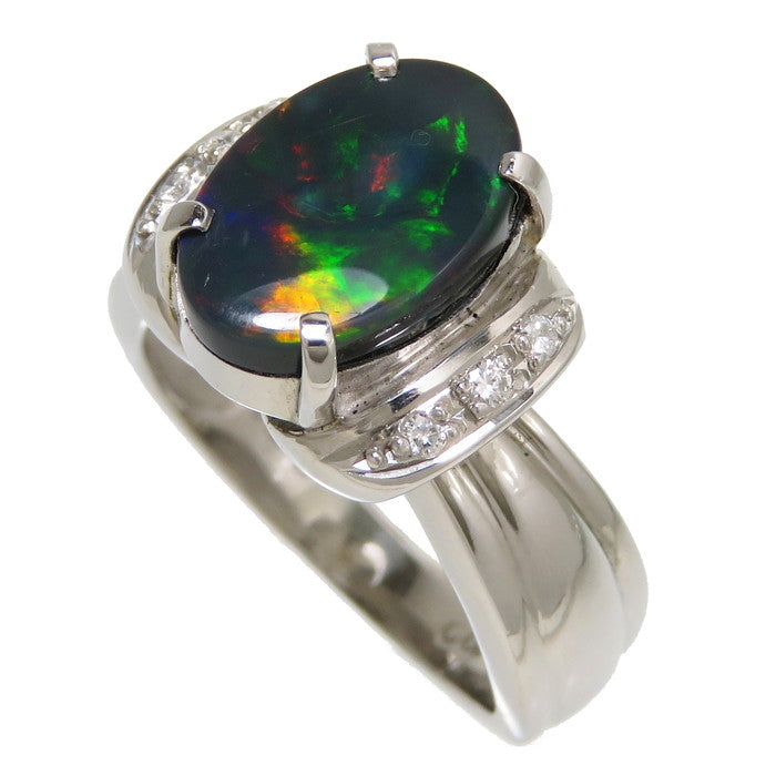 11.5号 ブラックオパール 2.20ct ダイヤモンド 計0.07ct リング・指輪 
