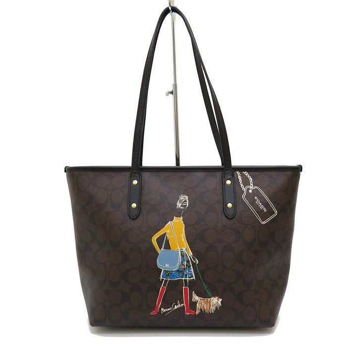 【COACH/コーチ】 F57542 シグネチャー ボニーカシン トートバッグ PVC/レザー ブラウン レディース【中古】【真子質店】【NN】,  【KI】