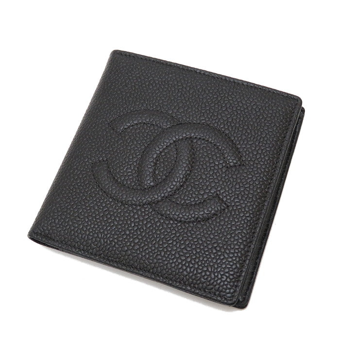 CHANEL/シャネル】 ココマーク 二つ折り財布 5番台/キャビアスキン 黒