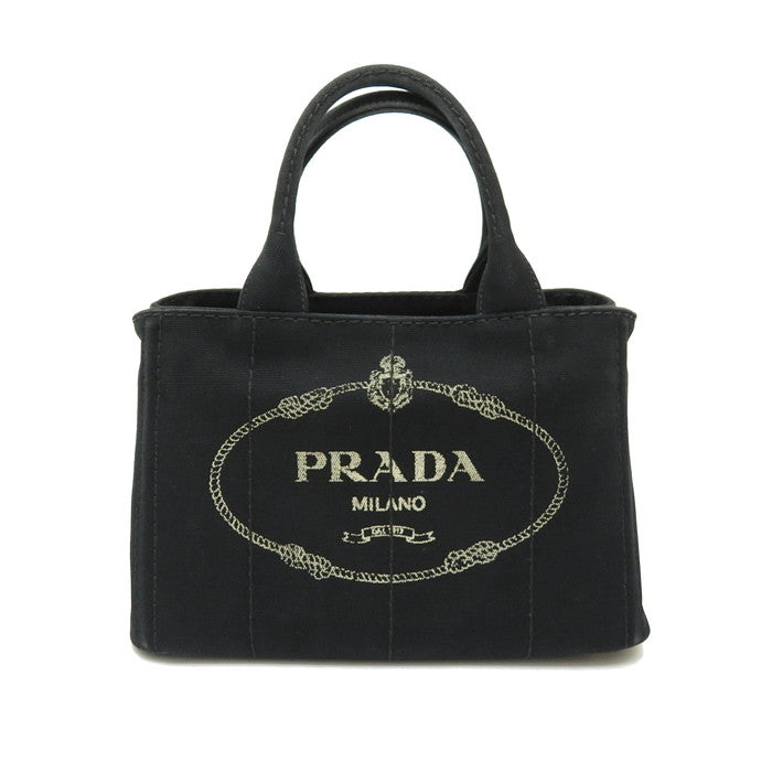 【PRADA/プラダ】 カナパ ミニ 2way トートバッグ キャンバス 黒 レディース【中古】【真子質店】【GD】, 【Dxx】